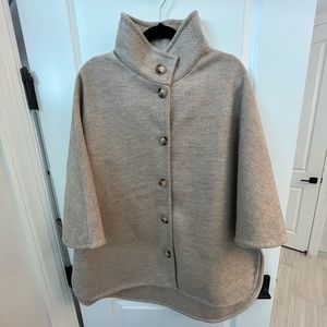 Ann Taylor Size S/M High neck Cape Poncho Coat in Herringbone Tan.